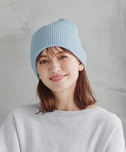 milsa(ミルサ)の「【EC限定】milsa ニットビーニー(リブ編みニット帽)(ニットキャップ/ビーニー・レディース・ブラック/グレー/ライトブルー/ライトパープル/ホワイト・57~59cm)」の17枚目の写真