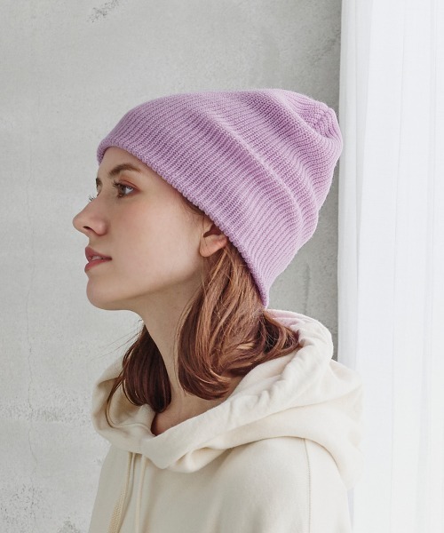milsa(ミルサ)の「【EC限定】milsa ニットビーニー(リブ編みニット帽)(ニットキャップ/ビーニー・レディース・ブラック/グレー/ライトブルー/ライトパープル/ホワイト・57~59cm)」の13枚目の写真