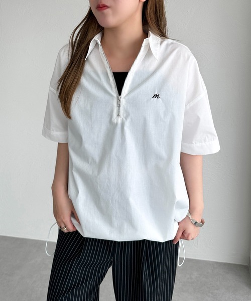 apres jour mignon(アプレジュールミニョン)の「ハーフジップシャツ【ZOZOTOWN限定アイテム】(シャツ/ブラウス・レディース・ブルー/オフホワイト/ブルー系その他/ネイビー・フリー/X-LARGE)」の12枚目の写真