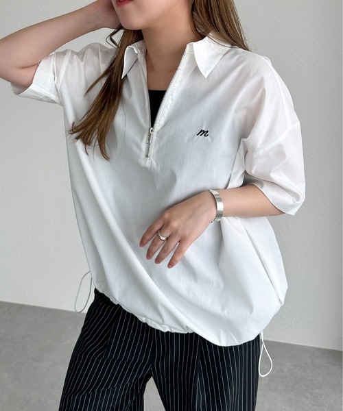 apres jour mignon(アプレジュールミニョン)の「ハーフジップシャツ【ZOZOTOWN限定アイテム】(シャツ/ブラウス・レディース・ブルー/オフホワイト/ブルー系その他/ネイビー・フリー/X-LARGE)」の13枚目の写真
