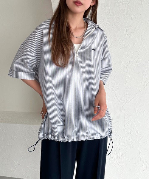 apres jour mignon(アプレジュールミニョン)の「ハーフジップシャツ【ZOZOTOWN限定アイテム】(シャツ/ブラウス・レディース・ブルー/オフホワイト/ブルー系その他/ネイビー・フリー/X-LARGE)」の20枚目の写真