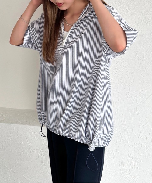 apres jour mignon(アプレジュールミニョン)の「ハーフジップシャツ【ZOZOTOWN限定アイテム】(シャツ/ブラウス・レディース・ブルー/オフホワイト/ブルー系その他/ネイビー・フリー/X-LARGE)」の21枚目の写真