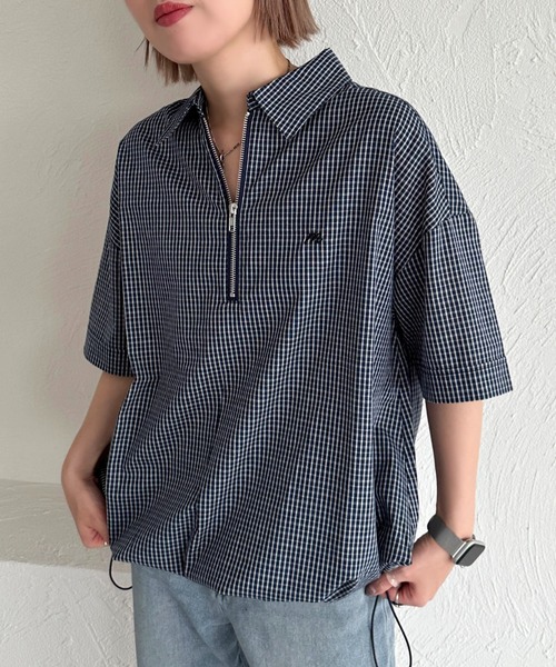 apres jour mignon(アプレジュールミニョン)の「ハーフジップシャツ【ZOZOTOWN限定アイテム】(シャツ/ブラウス・レディース・ブルー/オフホワイト/ブルー系その他/ネイビー・フリー/X-LARGE)」の11枚目の写真