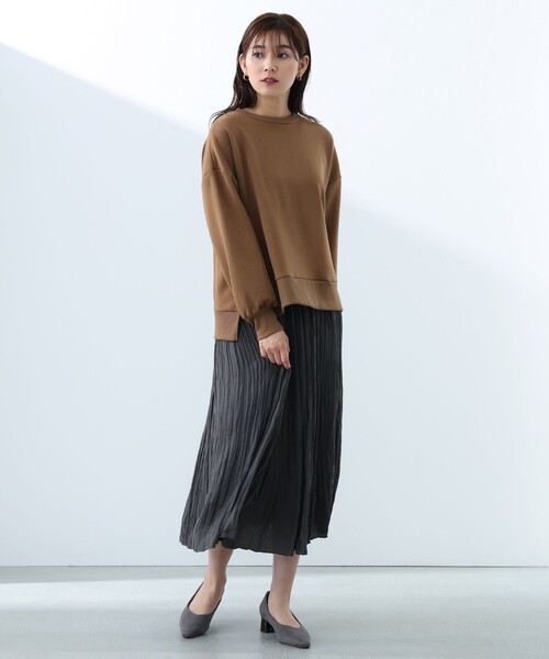 BEAMS HEART(ビームスハート)の「ダンボールプルオーバー × プリーツスカート (セットアイテム)(ワンピース・レディース・ライトブラウン/ライトグレー/ネイビー/サックスブルー/ブラウン・FREE)」の6枚目の写真