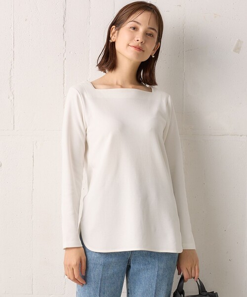組曲(クミキョク)の「スクエアネックテール ロングTシャツ(Tシャツ/カットソー・レディース・アイボリー系/ブラック系1/ダークブラウン系1・3/2)」の15枚目の写真
