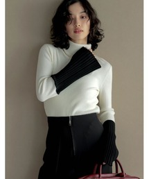Re:EDIT | [新色追加][2023A/W COLLECTION]選べる2TYPE配色or無地フレアスリーブリブニットトップス(ニット/セーター)