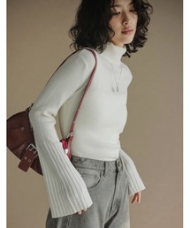 Re:EDIT | [新色追加][2023A/W COLLECTION]選べる2TYPE配色or無地フレアスリーブリブニットトップス(ニット/セーター)