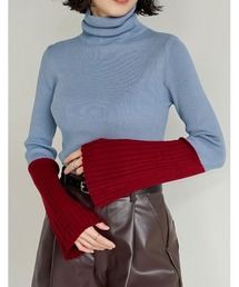 Re:EDIT（リエディ）の「[新色追加][販売枚数1.8万枚突破]選べる2TYPE配色or無地フレアスリーブリブニットトップス（ニット/セーター）」