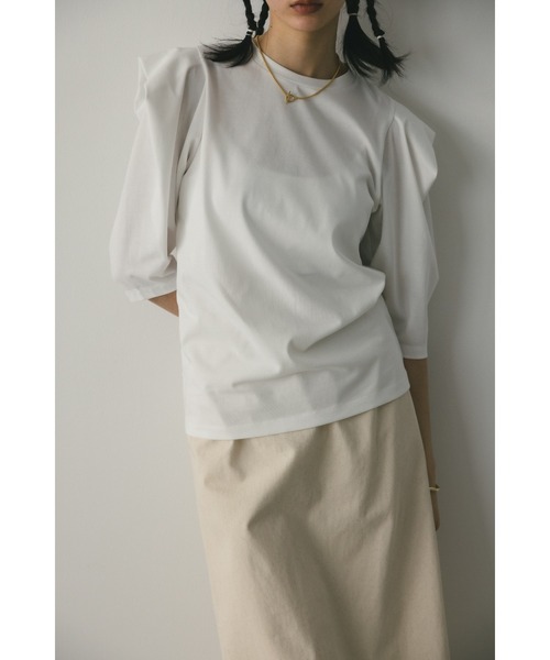 STYLEMIXER(スタイルミキサー)の「ショルダータックカットトップ(Tシャツ/カットソー・レディース・チャコールグレー/ホワイト/サックスブルー・FREE)」の1枚目の写真