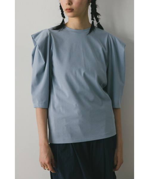 STYLEMIXER(スタイルミキサー)の「ショルダータックカットトップ(Tシャツ/カットソー・レディース・チャコールグレー/ホワイト/サックスブルー・FREE)」の3枚目の写真