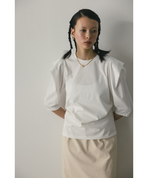 STYLEMIXER(スタイルミキサー)の「ショルダータックカットトップ(Tシャツ/カットソー・レディース・チャコールグレー/ホワイト/サックスブルー・FREE)」の5枚目の写真