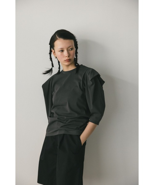 STYLEMIXER(スタイルミキサー)の「ショルダータックカットトップ(Tシャツ/カットソー・レディース・チャコールグレー/ホワイト/サックスブルー・FREE)」の12枚目の写真