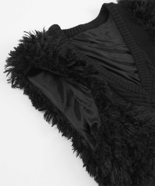 miette(ミエット)の「ケーブルファーショートベスト(ベスト・レディース・アイボリー/ブラック/ピンク/グリーン・FREE)」の15枚目の写真