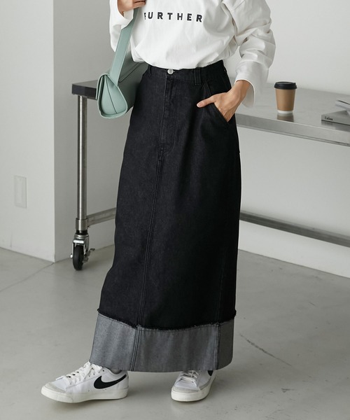 フランシュリッペ　ブラックデニムスカート　M フランシュリッペ刺繍デニムスカート l franche lippee