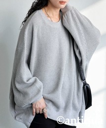 長袖 サイドリブ 綿100 ワッフル プルオーバー