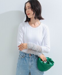 Ray BEAMS | Ray BEAMS / チュール カフス リブ Tシャツ(Tシャツ/カットソー)