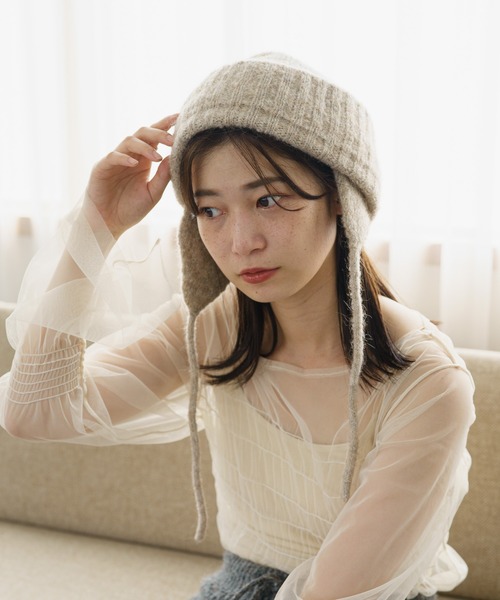 Kastane（カスタネ）の「イヤーニットCAP（キャップ・レディース・アイボリー/グレー/カーキ・FREE）」の12枚目の写真