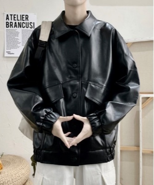 Burner(バーナー)の「【OKUOKU 0909】フェイクレザー ジャケット oku-outer-666500902670-60 Y(その他アウター・メンズ・ブラック・L/M/XL)」の4枚目の写真