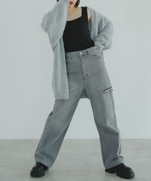IROHANI（イロハニ）の「ダメージカットデニムパンツ（デニムパンツ・レディース・ブルー/グレー・FREE）」の22枚目の写真