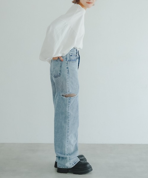 IROHANI（イロハニ）の「ダメージカットデニムパンツ（デニムパンツ・レディース・ブルー/グレー・FREE）」の15枚目の写真