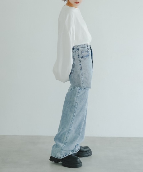 IROHANI（イロハニ）の「ダメージカットデニムパンツ（デニムパンツ・レディース・ブルー/グレー・FREE）」の16枚目の写真