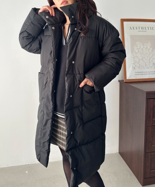 CLEA（クレア）の「中綿パディングロングダウンジャケット（ダウンジャケット/コート・レディース・アイボリー/ブラック・M/L）」の18枚目の写真