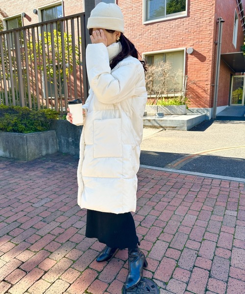 CLEA（クレア）の「中綿パディングロングダウンジャケット（ダウンジャケット/コート・レディース・アイボリー/ブラック・M/L）」の16枚目の写真