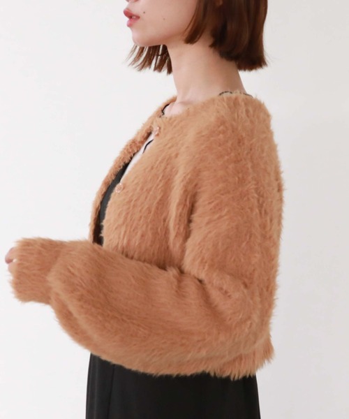 archives（アルシーヴ）の「カラーMIXシャギーショートニットカーディガン（カーディガン/ボレロ・レディース・オレンジ/アイボリー/グリーン/グレー・MEDIUM）」の12枚目の写真