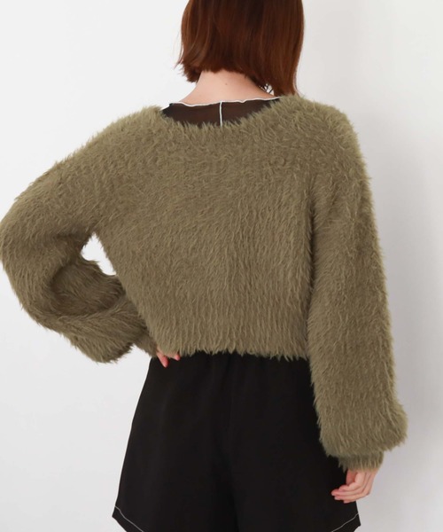 archives（アルシーヴ）の「カラーMIXシャギーショートニットカーディガン（カーディガン/ボレロ・レディース・オレンジ/アイボリー/グリーン/グレー・MEDIUM）」の17枚目の写真