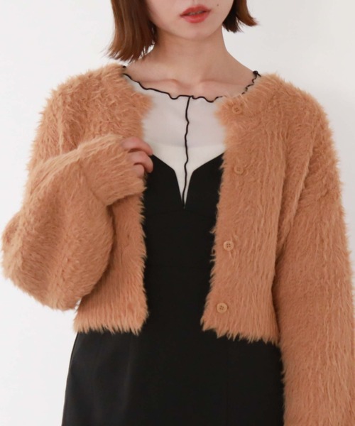 archives（アルシーヴ）の「カラーMIXシャギーショートニットカーディガン（カーディガン/ボレロ・レディース・オレンジ/アイボリー/グリーン/グレー・MEDIUM）」の10枚目の写真