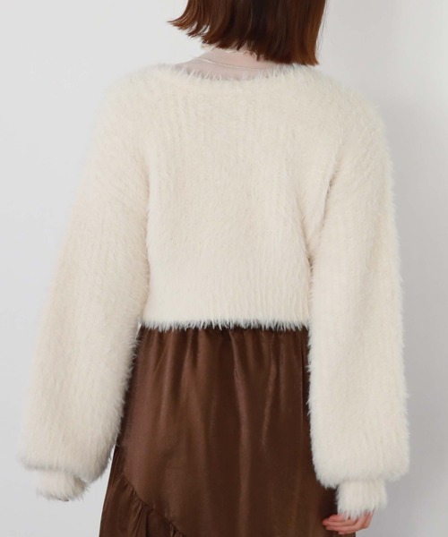 archives（アルシーヴ）の「カラーMIXシャギーショートニットカーディガン（カーディガン/ボレロ・レディース・オレンジ/アイボリー/グリーン/グレー・MEDIUM）」の7枚目の写真