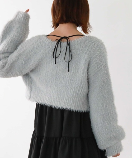 archives（アルシーヴ）の「カラーMIXシャギーショートニットカーディガン（カーディガン/ボレロ・レディース・オレンジ/アイボリー/グリーン/グレー・MEDIUM）」の22枚目の写真