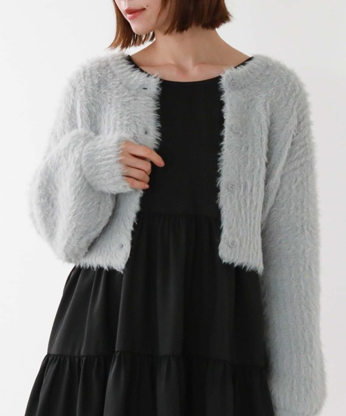 archives（アルシーヴ）の「カラーMIXシャギーショートニットカーディガン（カーディガン/ボレロ・レディース・オレンジ/アイボリー/グリーン/グレー・MEDIUM）」の20枚目の写真