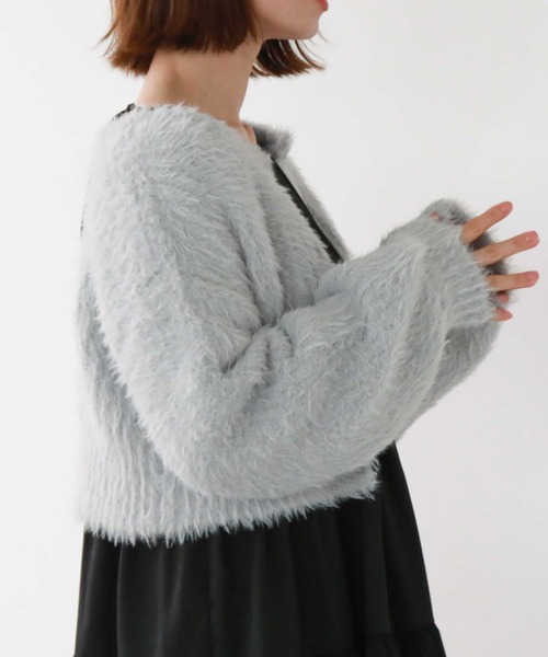 archives（アルシーヴ）の「カラーMIXシャギーショートニットカーディガン（カーディガン/ボレロ・レディース・オレンジ/アイボリー/グリーン/グレー・MEDIUM）」の21枚目の写真