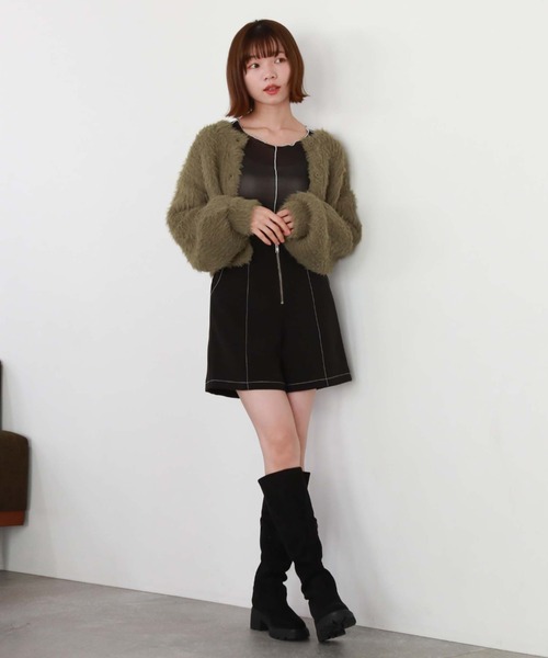 archives（アルシーヴ）の「カラーMIXシャギーショートニットカーディガン（カーディガン/ボレロ・レディース・オレンジ/アイボリー/グリーン/グレー・MEDIUM）」の19枚目の写真