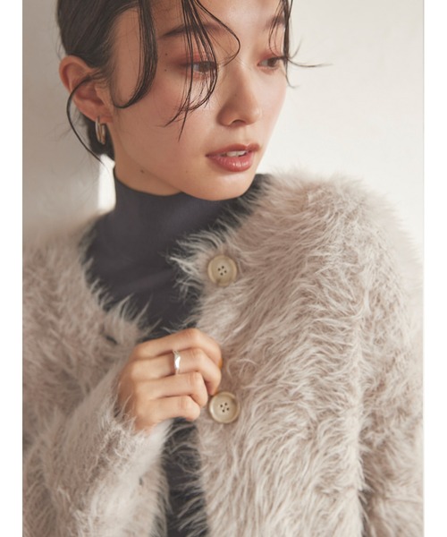 Stylevoice for xxx（スタイルヴォイスフォー）の「シャギーニットカーディガン（カーディガン/ボレロ・レディース・ブラウン/ブルー/ライトグレー・FREE）」の21枚目の写真