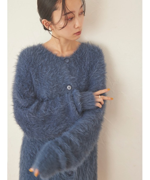 Stylevoice for xxx（スタイルヴォイスフォー）の「シャギーニットカーディガン（カーディガン/ボレロ・レディース・ブラウン/ブルー/ライトグレー・FREE）」の19枚目の写真