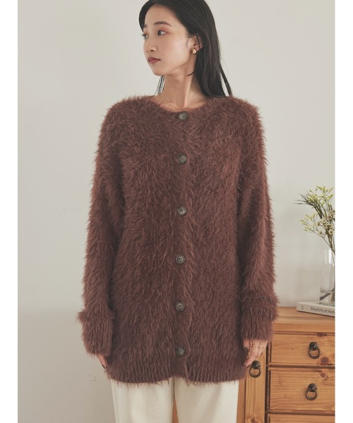 Stylevoice for xxx（スタイルヴォイスフォー）の「シャギーニットカーディガン（カーディガン/ボレロ・レディース・ブラウン/ブルー/ライトグレー・FREE）」の12枚目の写真