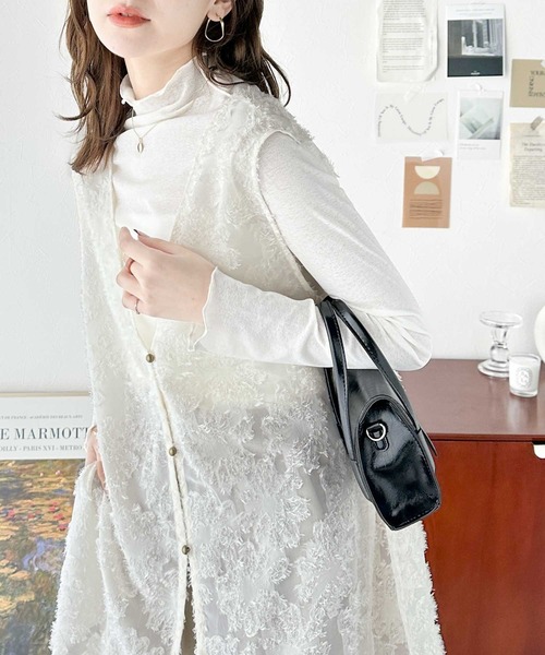 classicalelf（クラシカルエルフ）の「1枚で印象的style。前後2way フラワーフリンジジャガードシアーベスト（ベスト・レディース・チャコールグレー/アイボリー・LARGE/X-LARGE/MEDIUM/SMALL）」の21枚目の写真