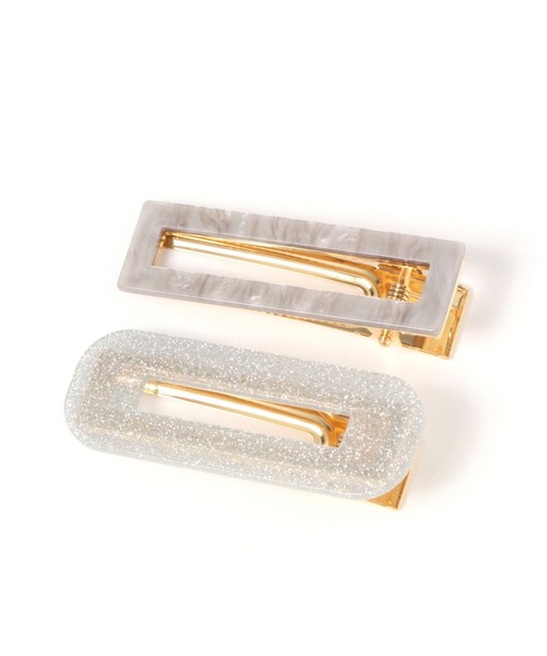 LAKOLE（ラコレ）の「マーブル×ラメヘアクリップ2点セット / 993568（バレッタ/ヘアクリップ・レディース・パープル/ベージュ/グレー・FREE）」の2枚目の写真