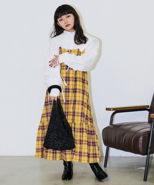 MERLOT(メルロー)の「ビッグカラーシャーリングブラウス(シャツ/ブラウス・レディース・ピンク/ホワイト/ブルー/チェック・FREE)」の5枚目の写真