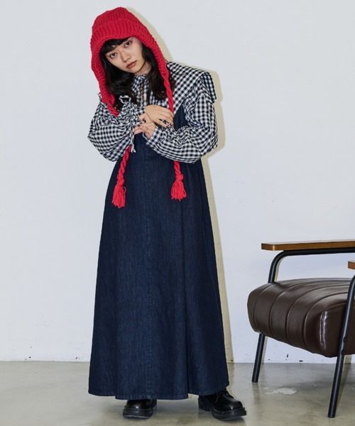 MERLOT(メルロー)の「ビッグカラーシャーリングブラウス(シャツ/ブラウス・レディース・ピンク/ホワイト/ブルー/チェック・FREE)」の8枚目の写真