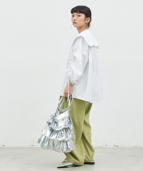 MERLOT(メルロー)の「ビッグカラーシャーリングブラウス(シャツ/ブラウス・レディース・ピンク/ホワイト/ブルー/チェック・FREE)」の19枚目の写真