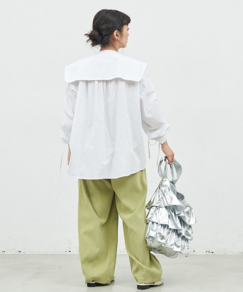 MERLOT(メルロー)の「ビッグカラーシャーリングブラウス(シャツ/ブラウス・レディース・ピンク/ホワイト/ブルー/チェック・FREE)」の20枚目の写真