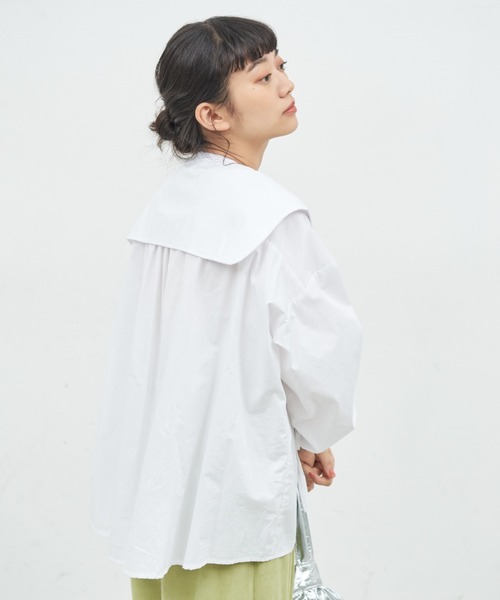 MERLOT(メルロー)の「ビッグカラーシャーリングブラウス(シャツ/ブラウス・レディース・ピンク/ホワイト/ブルー/チェック・FREE)」の17枚目の写真