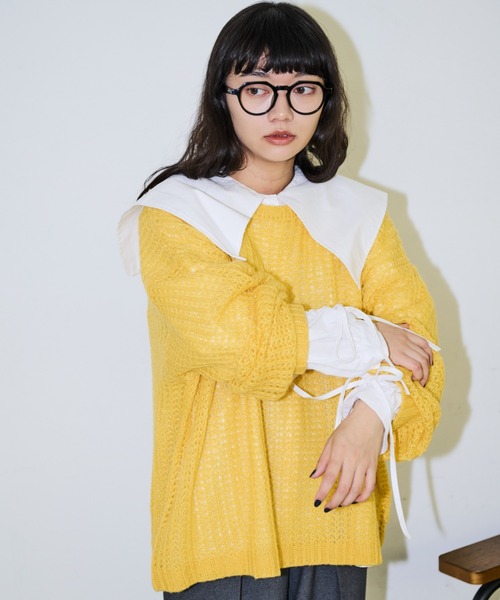 MERLOT(メルロー)の「ビッグカラーシャーリングブラウス(シャツ/ブラウス・レディース・ピンク/ホワイト/ブルー/チェック・FREE)」の21枚目の写真