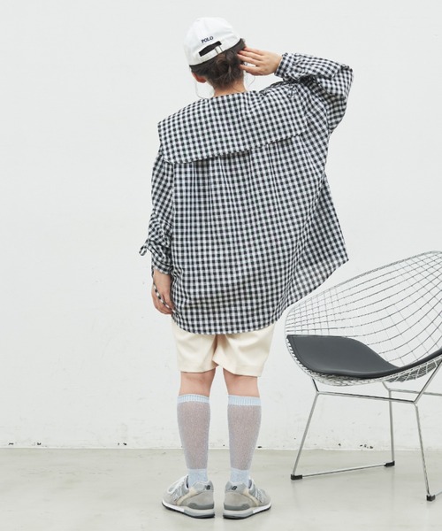 MERLOT(メルロー)の「ビッグカラーシャーリングブラウス(シャツ/ブラウス・レディース・ピンク/ホワイト/ブルー/チェック・FREE)」の14枚目の写真