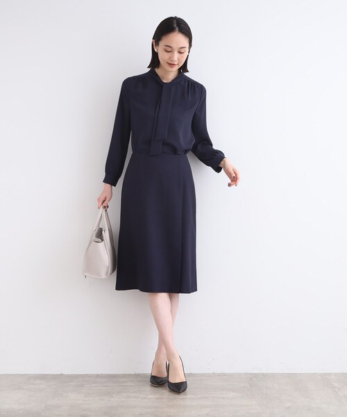 INDIVI（インディヴィ）の「◆【洗える／SEUP可能】巻き風デザインセミAラインスカート（スーツスカート・レディース・ナチュラル/ダークグレー/ネイビー・40/13/36/03/19/05/38/15 ）」の7枚目の写真