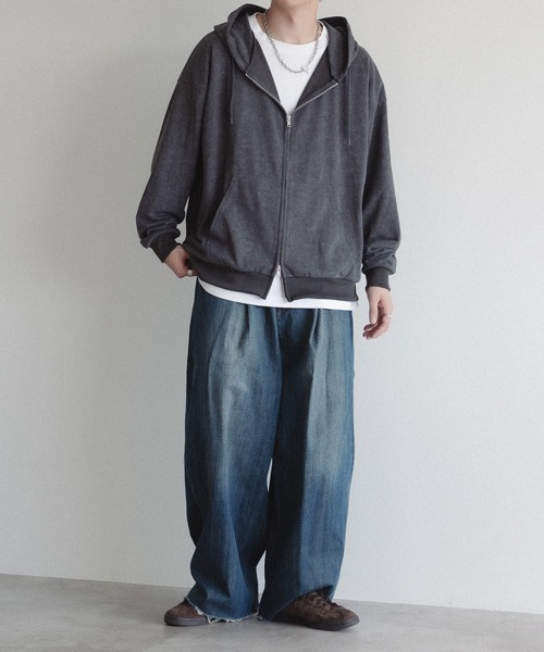 epnok（エプノック）の「裏毛ジップパーカー（パーカー・メンズ・グレー/チャコールグレー/ブラック・SMALL/MEDIUM/LARGE）」の13枚目の写真