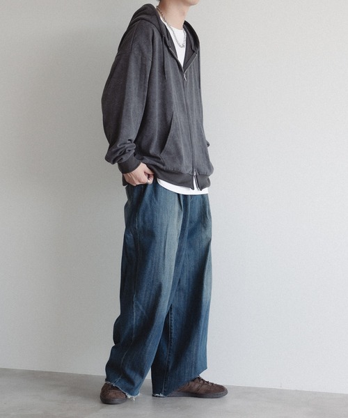 epnok（エプノック）の「裏毛ジップパーカー（パーカー・メンズ・グレー/チャコールグレー/ブラック・SMALL/MEDIUM/LARGE）」の9枚目の写真